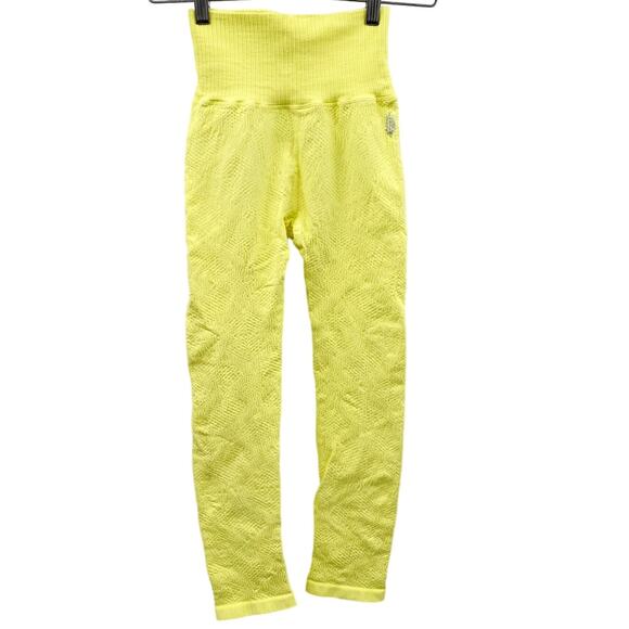 Free People movement highlighter yellow textured leggings - Picture 1 of 3